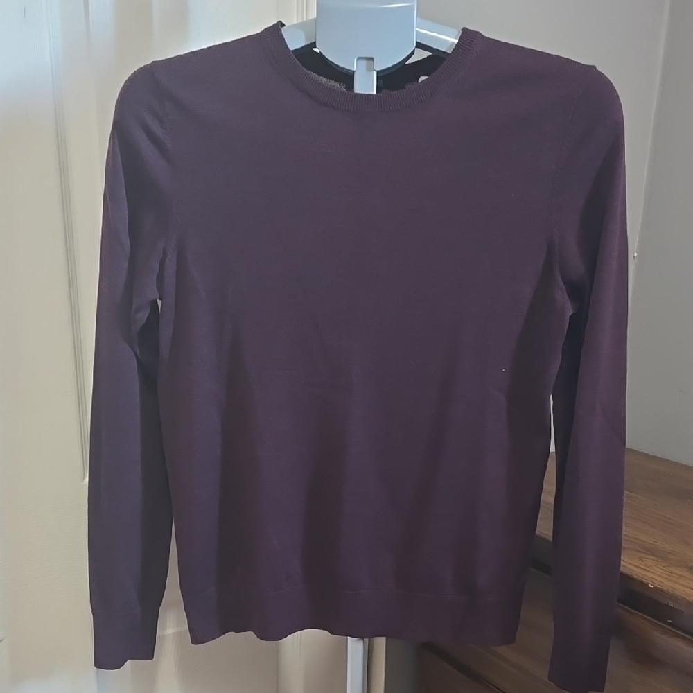 Women's Uniqlo Purple Wool Long Sleeve Top Waffle Knit Crew Neck Cabincore